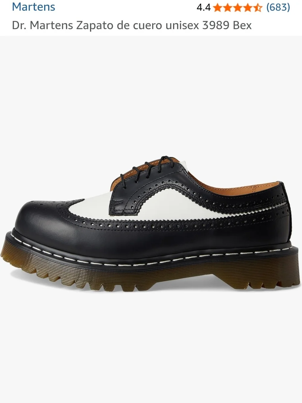 Dr. Martens Black and White Brogue Wingtip Derby